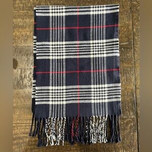100% Cashmere Plaid Scarf with Fringe